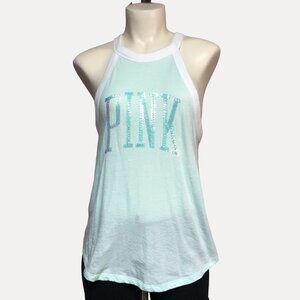 PINK Victoria's Secret Mint Tank Top With Sequins Size Small